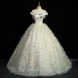 Dress Shoulder High-End Elegant Puffy Skirt Annual Meeting Presided Adult Dress Student Vocal Art Test Solo