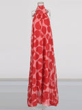 Holiday Wind Sleeveless Hanging Neck Ribbon Dress 2025 New Back Wave Dot Print Dress Women's Summer