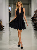Women's Fashion Dress 2025 Spring New Women's Dress V Hanging Neck Sexy Embroidery Short Dresses