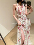 Oil/8 Colors 2025 Elegant Hanging Neck-Luck Holiday Flowers Unique Special Beach Dress