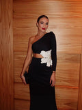 New Fashion Sexy Flowers To Wear A One-Shoulder Banded Dress Light Luxury Niche Evening Dress