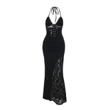Autumn 2025 New Fashion Dress Famous Style Temperament Sexy Lace Sling Dress DJPT