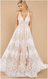 Sling With Deep V Sexy Mesh Embroidered Dress Maternity