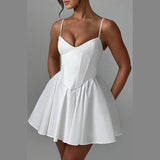 Sexy Sling A Swing Dress 2025 Summer New Girded Slimming Skirt Woman DJPT