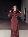 2025 New Ribbon Court Chiffon Spliced Half-High Tie With Dress