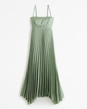 Summer New Sexy Fashion High-Funny Pressed Solid Color Suspension Dress