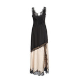 Famous Style Retro Dress 2025 Summer New Sling Lace Splicing Hollow Design Dress Dress Dress