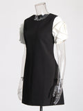Famous Style Dress 2025 Summer New Round Collar Three-Dimensional Flowers Solid Dress Woman