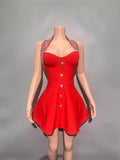 French Hanging Neck Banding Dress Beautiful High-End Feel Party Small Dress