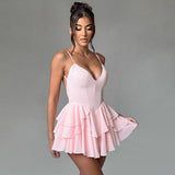 Summer 2025 New Sexy Temperament Babes Double Cake With Sling Skirt DJPT