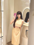 Mencius Yiyi Heavy Industry Nail Beads Small Fragrant Breeze Vest Blouse 2024 Summer Beautiful Champagne Beads Half-Dress