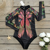 Swimsuit Women's Sensing Sports Long Sleeve Print Surf Swimsuit DJPT