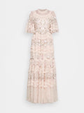 Summer British Tide Fairy Embroidery Flower Lotus Leaf Sleeves Wood Ear Goddess Net Yarn Cake Dress Dress
