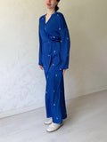 New Printed Round-Necked Long-Sleeved Dress Fashion Waist-Hanging-Sense-Sense-Sense-Snender Dress Suit