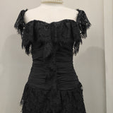 Sheath Square Neckline Lace Black Holiday Dress Birthday Dresses Birthday Outfits SD1246