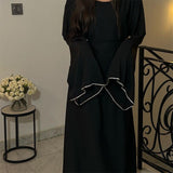 Fashion Loose Leek Solid Color Round Collar Waist-Purity Temperament Dress