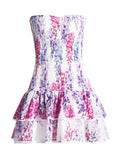 Holiday Style Dress 2025 Summer New Breast-Print Body-Wearing Short Skirt Girl With Lotus Leaf Side