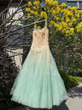 Lace Spliced Mint Green Sling Dress Dress 2024 Summer Super Fairy Temperament Niche Design Thin Mesh Dress