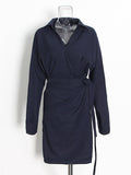 Korean Fashion Dress 2025 New V Tie Collared Waistband High-Grade Slim Long Dress Woman