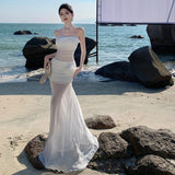 Holiday Style Sexy Perspective Chiffon Flower Bra Dress Female Design Sense Of Body Quality Dress