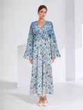 Beautiful Floral Dress Niche Design Super Fairy Pink V Collar Folds Waist Dress French 2024