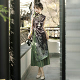 Yan No Return To Hanfu Women's Chinese Style Improvement Han Element Cheongsam Jacket Half Skirt Set 8979