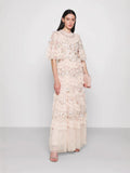 Summer British Tide Fairy Embroidery Flower Lotus Leaf Sleeves Wood Ear Goddess Net Yarn Cake Dress Dress