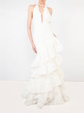 Muse Heavy Industry Embroidered Lotus Leaf Dress 2025 New Women's Summer Hanging Neck Recealing Back Dress