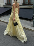 French Sexy Folding Solid-Colored Chiffon Dress In Summer 2024