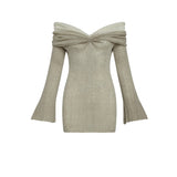 Spring And Summer New French Gentle Word Knitted Dress Temperament Sexy Waist Thin Bag Hip Skirt