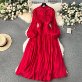 A line Scoop Long Sleeves Red Holiday Dresses Women's Dress SD1286