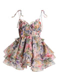 Sweet Wind 2025 Summer New Suspension High Waist Flower Design Cake Under Them
