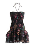 Holiday Wind 2025 Summer New Breast-Scaring Necked Neck Design Short-Height Bullet Short Dress