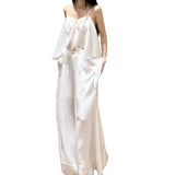2025 New French Heavy Industry Press Folding Sling Vest Women High Waist Lace Skirt Suit