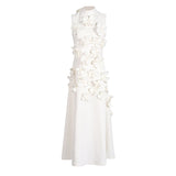 Temperament Elegant Wind Dress 2025 Summer New Collar Bow Flower Design Feeling Dress Dress Woman