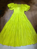 Niche 2024 Summer Wind V Collar Bubble Sleeves Short Sleeve Splicing Folds To Collect Waist Pink Dress Dress
