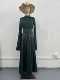 2024 New Court Feng Sleeve Dress With Half-High Collar Long-Sleeved Dress