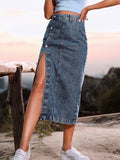Women's INS Irregular Opening Cowboy High-Rise Half-Body Dress DJPT
