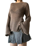 New Women's Temperamental Horny Knitted Top With Sexy Bare Back Sweater DJPT