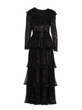 Temperament Elegant Wind Pressure Skirt 2025 Summer New V-Necked Leaf Side Leopard Print Long Dress Woman