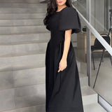 Women's 2025 Summer New Bubble Sleeve Tie With Fashion Temperament Dress Dress