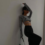 Women's Clothing In The Autumn Of 2025 New International Station Casual Umbilling With Zebra-Patrowed Backwear DJPT