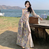 Long Sweet Hottie Beach Dress Women's Broken Flower Dress Sanya Thailand Seaside Holiday Dress Summer