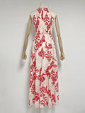 Summer New Holiday Wind Standing Sleeveless Splicing Design Waist Long Dress Dress Woman