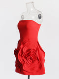 Wind Brao A-Shaped Dress 2025 Spring New Party Dress Three-Dimensional Rose Big Flowers Splicing Dress Dress Woman