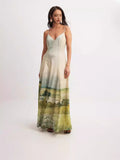 Summer New Elegant Sleeveless Temperament Print Belt Sling Dress