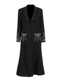 Summer Fashion New Suit Collar Heavy Industry Nails And Studs Spliced Fishtail Dress Dress Dress Woman