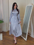 2024 Gentle Wind With Ribbon Print Lady Style Dress Dress