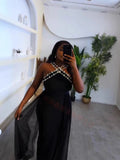 Hot Temperament Elegant Female Banding Dress Net Yarn Studded Dress High-End Evening Dress