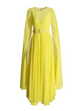 Elegant Style Dress 2025 Spring New Round Horn Sleeves Big Swing Dress Dress Woman